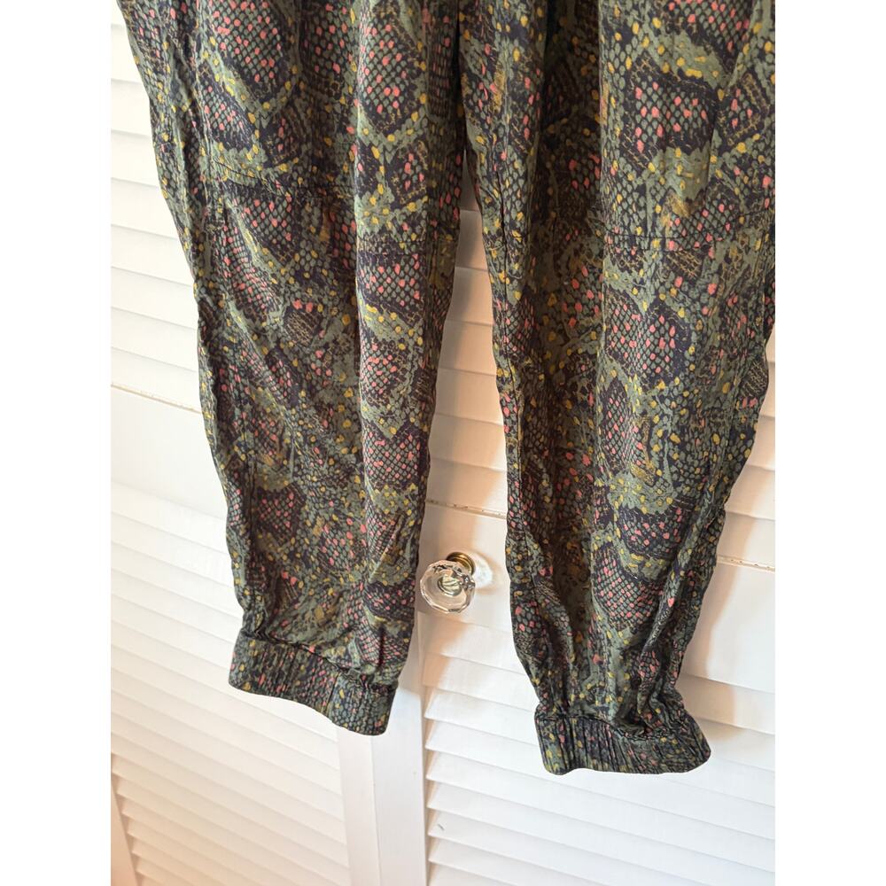 All Saints women's Lila Tamora tapered pants 8 snakeprint green - Picture 3 of 7
